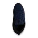 DC Shoes Court Graffik Dark Navy, skateschoen met nubuck leer upper, cupsole constructie en Pill Pattern buitenzool, verkrijgbaar bij Revert 95 Haarlem

