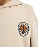 Element x Timber! Hermit Kids Sweater Oatmilk met geborduurd Element x Timber! skull logo op de linkerborst en full-color psychedelische backprint met kikker, skull en vlammen, verkrijgbaar bij Revert 95 Haarlem