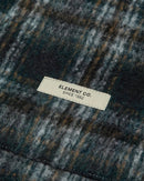 Element Fuzzy Check Zip Overshirt Brushed Plaid Dark Slate, wolmix overshirt van 80% gerecycled polyester en 20% wol met dubbele rits, twee voorzakken en zijnaadzakken, verkrijgbaar bij Revert 95 Haarlem