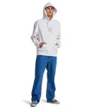 RVCA Fool Sweater in Salt met klein hagedis graphic voor en groot Open Mind print achter, verkrijgbaar bij Revert 95 Haarlem