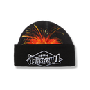 HUF x Thrasher Meltdown Reversible Beanie – dubbelzijdige muts met vulkaanprint aan de ene kant en HUF x Thrasher-logo aan de andere, gemaakt van zachte acrylstof