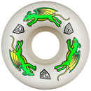 Powell Peralta Dragon Formula Nano Rat V4 Wide skateboard wielen 93A 52mm, asymmetrisch dubbel radiaal design met lock-in binnenrand en V4 Wide buitenrand 34mm breed center set lagers off white met graphic print, set van vier gemaakt in Santa Barbara, verkrijgbaar bij Revert 95 Haarlem