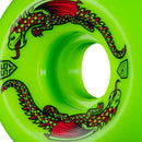 Powell Peralta Dragon Formula skateboard wielen in Green 93A, symmetrisch smooth design beschikbaar als V4 54mm x 34mm en V6 56mm x 36mm met Dragon Formula urethaan 18-20% hogere rebound gemaakt in Santa Barbara, set van vier, verkrijgbaar bij Revert 95 Haarlem