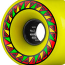 Powell Peralta Primo skateboard wielen in Yellow 82A 66mm, SSF Pro Soft Slide Formula zachte freeride cruiser wielen 46mm breed 38mm contactpatch center set handgemaakt in Californie set van vier, verkrijgbaar bij Revert 95 Haarlem