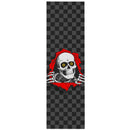 Powell Peralta Ripper Checkers Black Griptape Sheet, silicon carbide griptape van 10,5 x 33 inch met checkerboard Ripper graphic, verkrijgbaar bij Revert 95 Haarlem