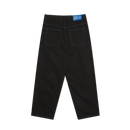 Polar Skate Co Big Boy Pants Black Blue Stitching – denim broek van 100% katoen met losse pasvorm, blauwe stiksels en Big Boy-logo op de coin pocket.