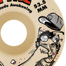 Spitfire Formula Four Diego Todd Rude Awakening Classic wheels 99D, hard duro skateboard wielen met Classic shape rond profiel flatspot resistance en smooth consistente slides pro model Diego Todd beschikbaar in 53.5mm en 55.5mm, verkrijgbaar bij Revert 95 Haarlem
