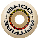 Spitfire Soft Sliders Formula Four Ishod Lock-In Classic wheels 54mm 93A, soft duro skateboard wielen met high rebound compound Lock-In Classic shape asymmetrisch straight edge lock-in cut 33.6mm breed riding surface 19.5mm pro model Ishod Wair, verkrijgbaar bij Revert 95 Haarlem