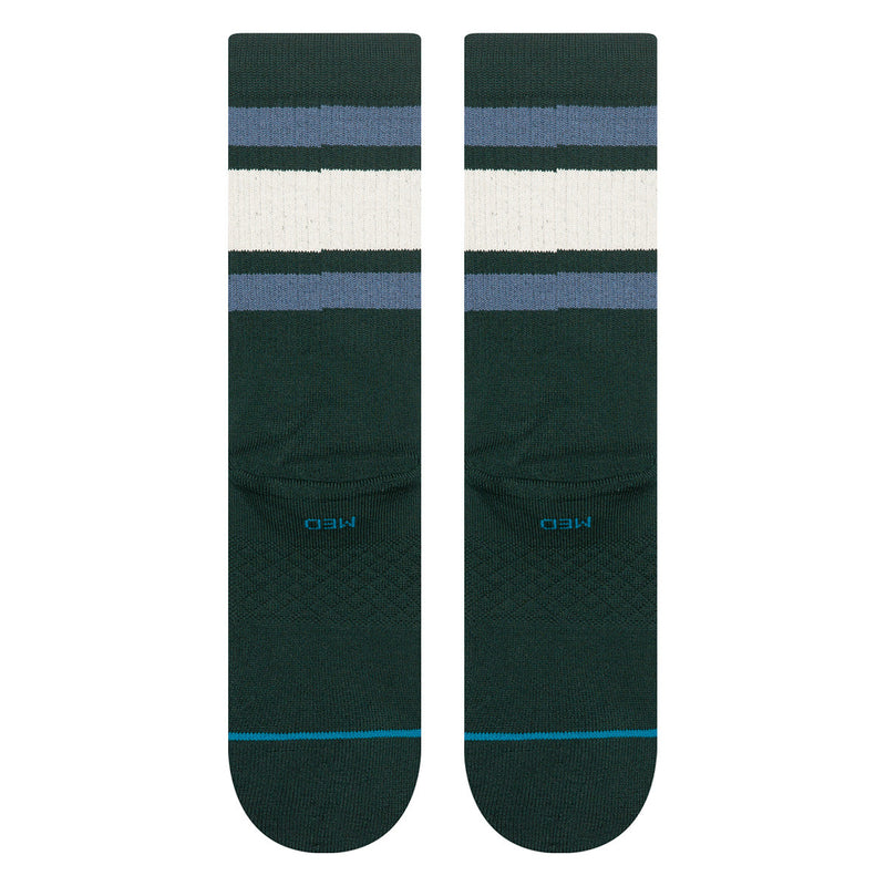 Stance Boyd ST Green – klassieke groene crew sokken met streepdetails, medium cushioning en versterkte hiel en teen