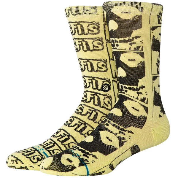 Stance x Misfits Collection Crew Melon – crew sokken in Melon kleur met Misfits Skull details en Stance branding