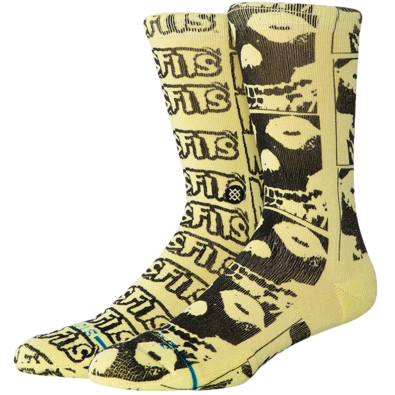 Stance x Misfits Collection Crew Melon – crew sokken in Melon kleur met Misfits Skull details en Stance branding