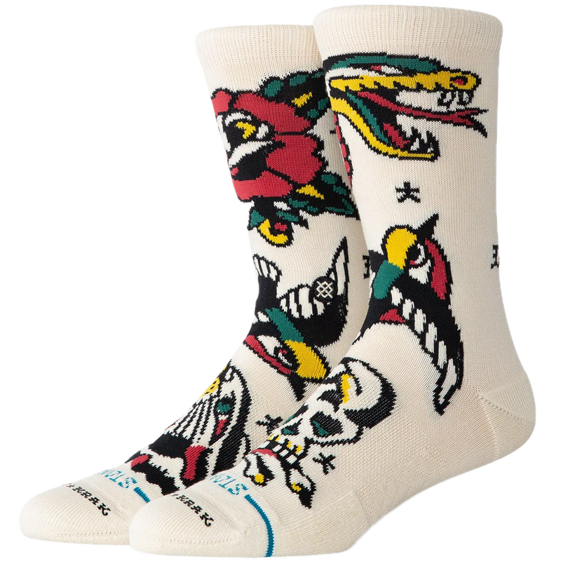 Stance Flash Crew Canvas – crew sokken in canvas kleur met Flash graphic, medium cushioning en Stance branding