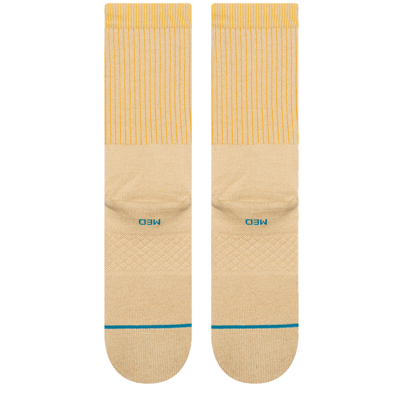 Stance Icon Pop Crew Sand – crew sokken in zandkleur met contrasterende Pop-details, medium cushioning en Stance branding