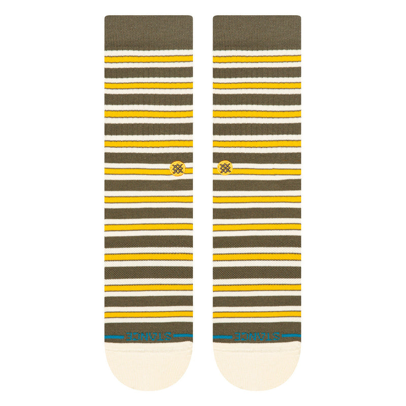 Stance Ollie Crew Olive – olijfgroene crew sokken met subtiele details, medium cushioning en Stance branding