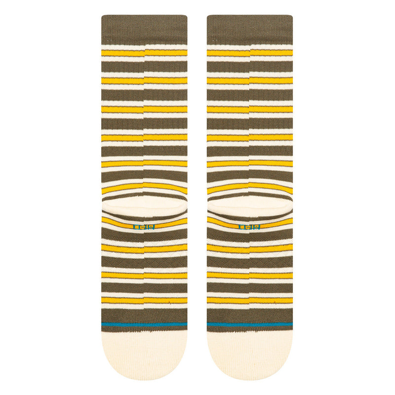 Stance Ollie Crew Olive – olijfgroene crew sokken met subtiele details, medium cushioning en Stance branding