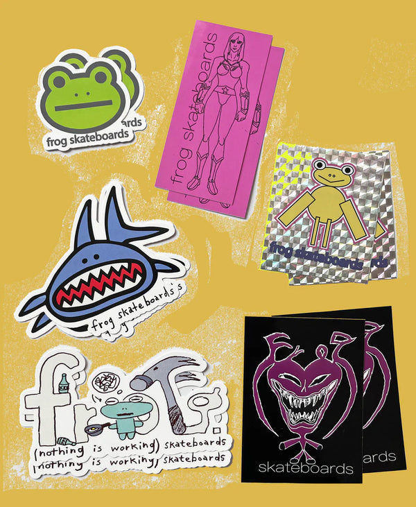 Frog Skateboards Sticker Pack #13 – set met originele Frog-stickers in verschillende formaten en graphics