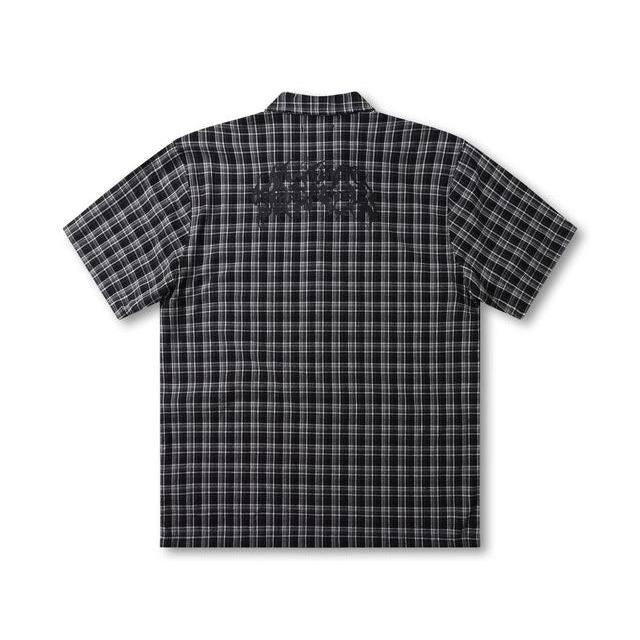Former Vivian Check SS Shirt Black – short-sleeve woven shirt met black check pattern