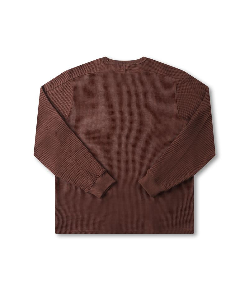 Former Franchise Waffle LS T-Shirt Choc – premium waffle longsleeve in Choc kleur