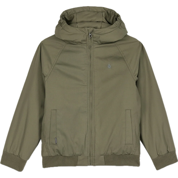 Volcom Hernan 10K Jacket Wintermoss Kids – waterdicht kinderjack in Wintermoss groen met voering, capuchon en subtiele Volcom-branding