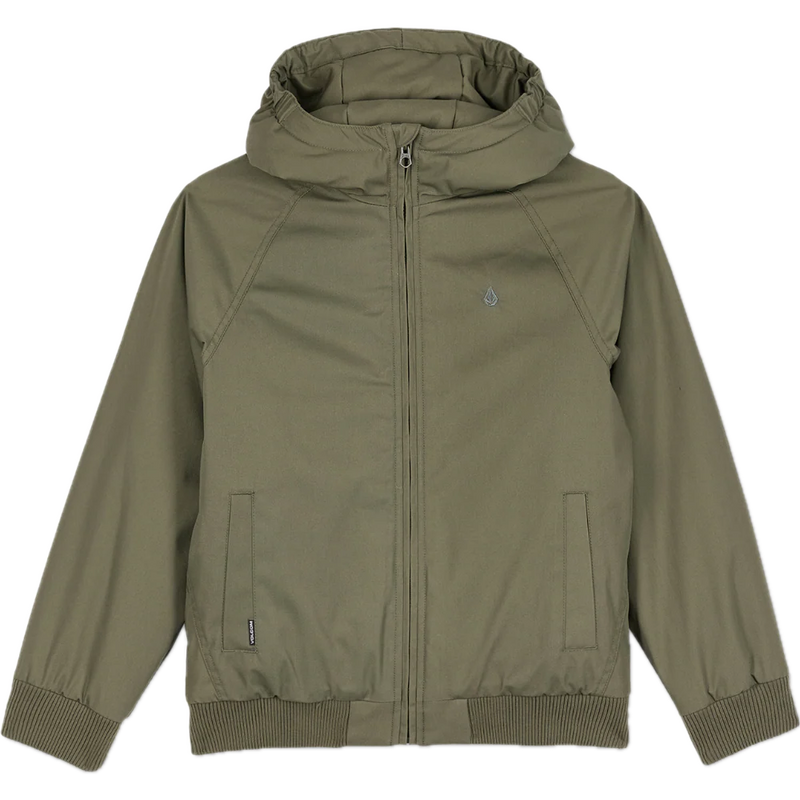 Volcom Hernan 10K Jacket Wintermoss Kids – waterdicht kinderjack in Wintermoss groen met voering, capuchon en subtiele Volcom-branding