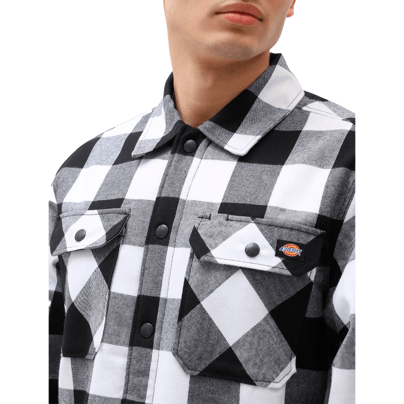 Dickies Sherpa Lined Sacramento Shirt zwart voorkant close-up