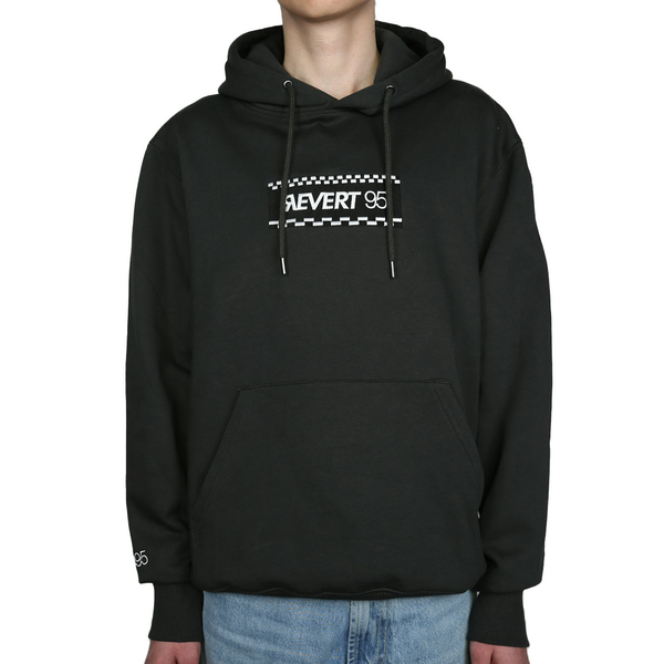 Revert 95 Checkerboard Box Logo Hoodie Ash Black