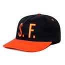  GX100 Sf 5 Panel Cap zwart oranje snapback zijkant Revert95.com