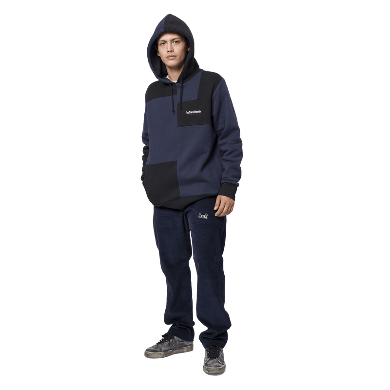 HUF ARRAY PULLOVER HOODIE navy blazer outfit