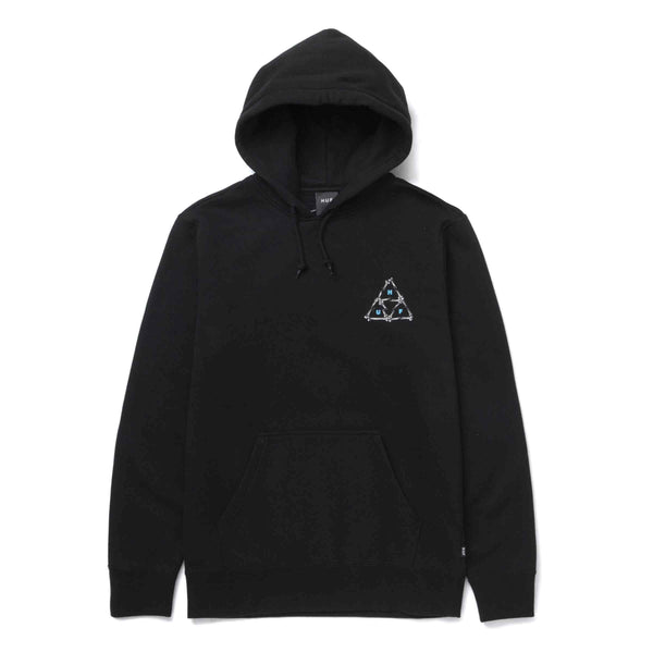 HUF BROKEN BONES TRIPLE TRIANGLE PULLOVER HOODIE black voorkant zwarte sweater Revert95.com