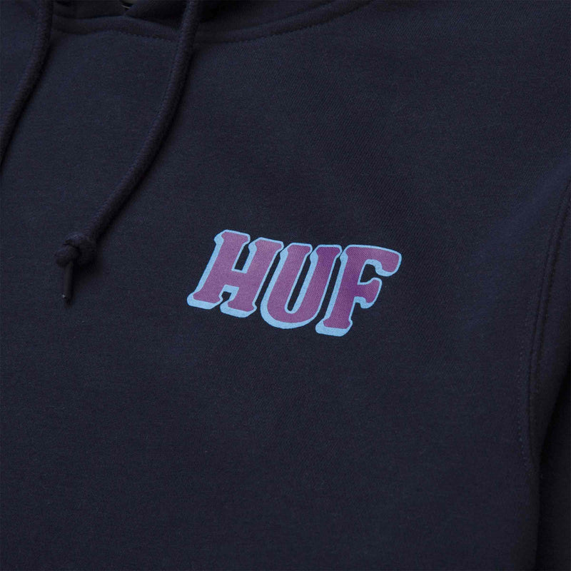 HUF COLLISION PULLOVER HOODIE Navy Blazer voorkant close-up sweater Revert95.com