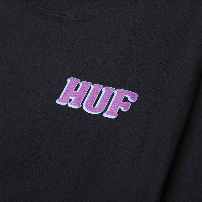 HUF COLLISON T-SHIRT zwart voorkant close-up Revert95.com