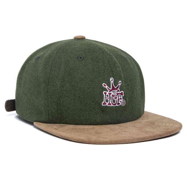 HUF CROWN 6 PANEL HAT verstelbare snapback donker groen voorkant Revert95.com