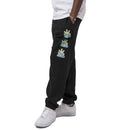 HUF CROWN STACK FLEECE PANT black zijkant zwarte jogging broek Revert95.com