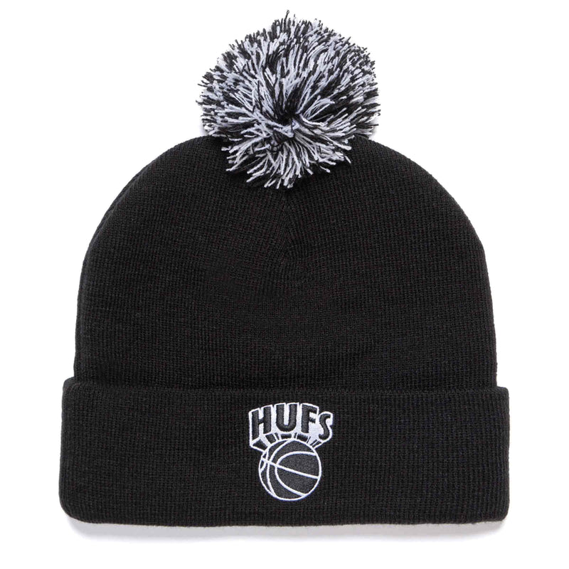 HUF EASTERN POM BEANIE zwart voorkant muts Revert95.com