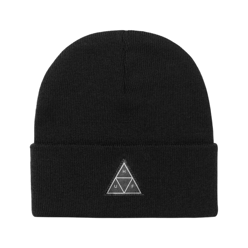 HUF ESSENTIALS TRIPLE TRIANGLE BEANIE zwart voorkant