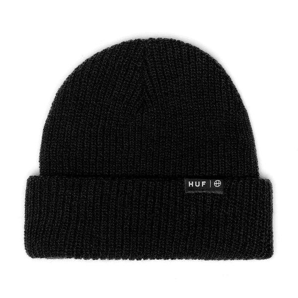 HUF ESSENTIALS USUAL BEANIE black voorkant muts Revert95.com