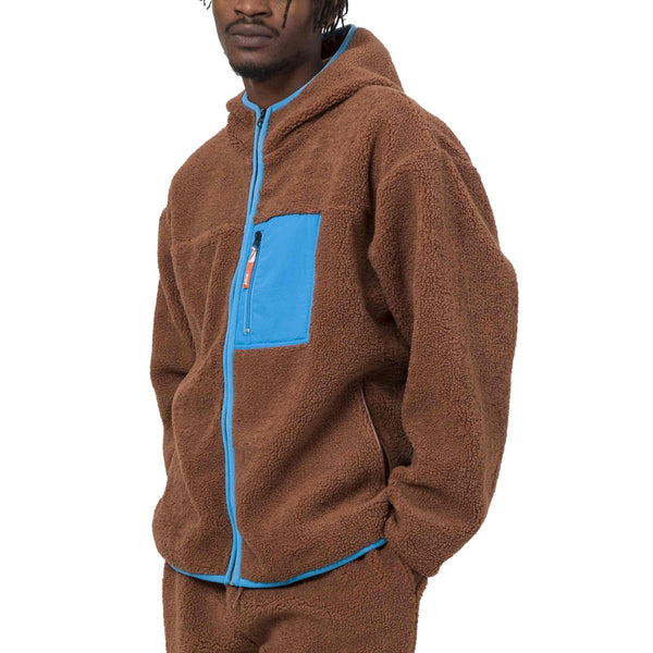 HUF FORT POINT SHERPA JACKET voorkant Dust brown jas Revert95.com