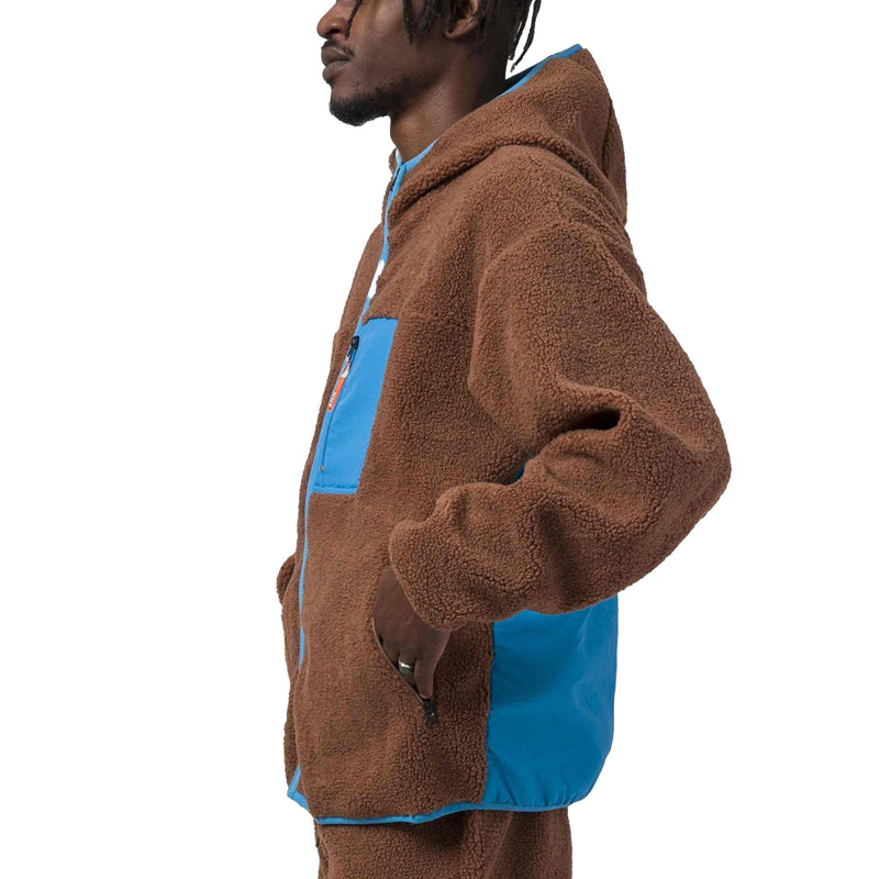HUF FORT POINT SHERPA JACKET zijkant Dust brown jas Revert95.com