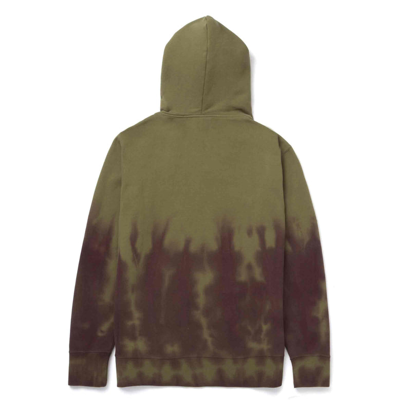 HUF HARTFORD TIEDYE PULLOVER HOODIE Olive achterkant  groene / bruine sweater Revert95.com