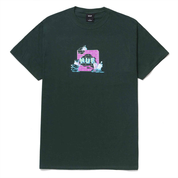 HUF HIGH GLOSS HEADACHE T-SHIRT dark green voorkant Revert95.com