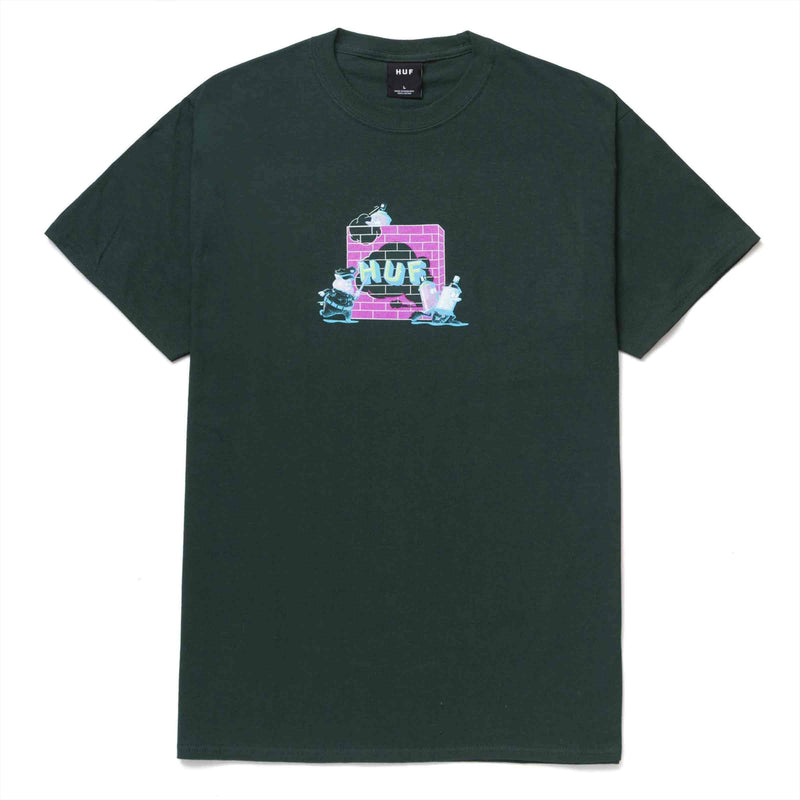 HUF HIGH GLOSS HEADACHE T-SHIRT dark green voorkant Revert95.com