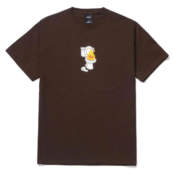 HUF HOT SHIT T-SHIRT Chocolate Brown voorkant Revert95.com