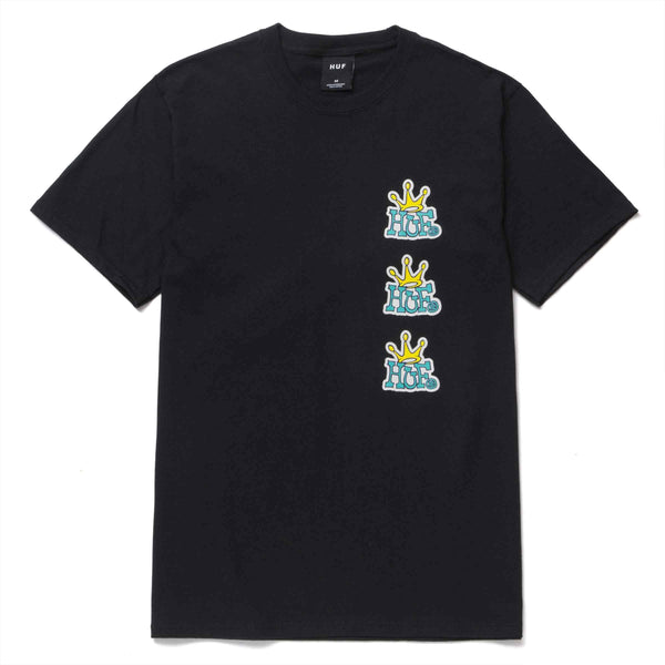 HUF STACK CROWN T-SHIRT zwart voorkant Revert95.com