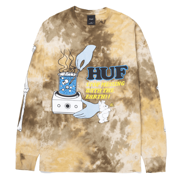 HUF MESS TIEDYE LONG SLEEVE T-SHIRT BROWN voorkant product