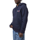 HUF MILTON ZIP-UP HOODIE Navy Blazer zijkant donker blauwe sweater Revert95.com