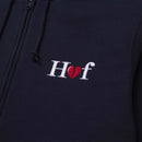HUF MILTON ZIP-UP HOODIE Navy Blazer voorkant close-up donker blauwe sweater Revert95.com