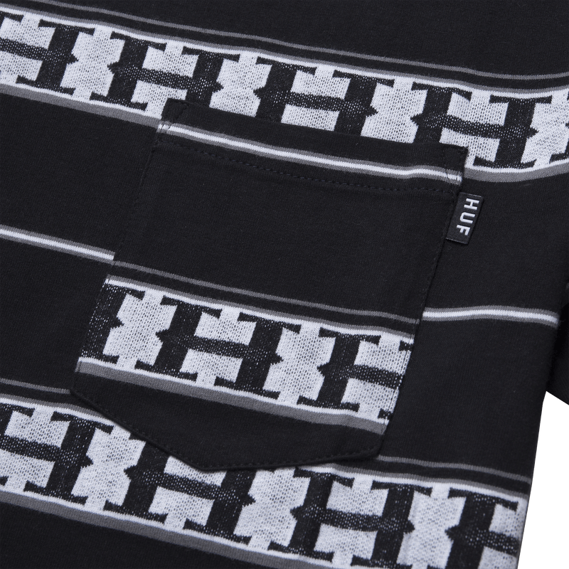 HUF PALISADES STRIPE KNIT TOP black voorkant close-up