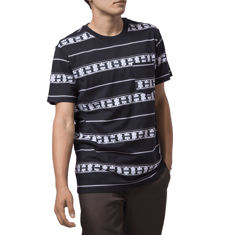 HUF PALISADES STRIPE KNIT TOP black voorkant