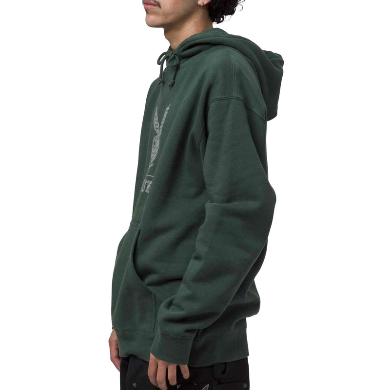 HUF X PLAYBOY RHINESTONE PULLOVER HOODIE Forest green zijkant sweater Revert95.com