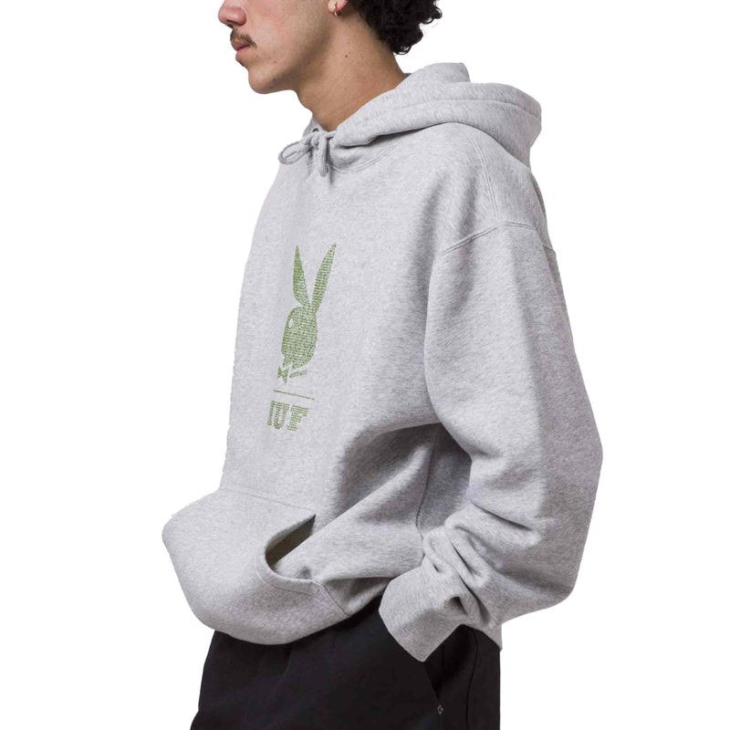 HUF X PLAYBOY RHINESTONE PULLOVER HOODIE Grey Heather zijkant sweater Revert95.com